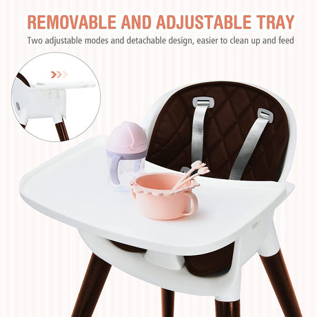 Trona ajustable 3 en 1 para bebés con cojín de asiento suave para niños pequeños