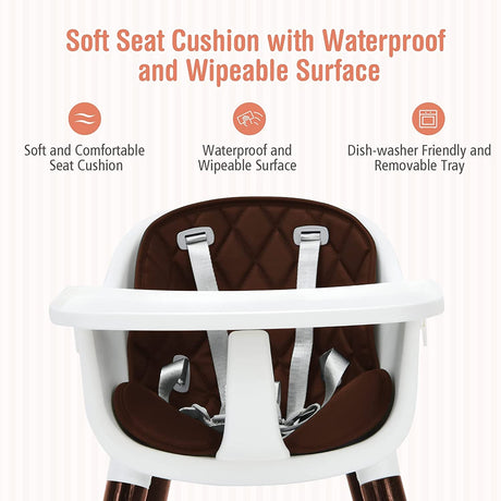 Trona ajustable 3 en 1 para bebés con cojín de asiento suave para niños pequeños