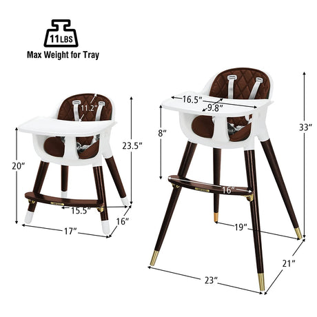Trona ajustable 3 en 1 para bebés con cojín de asiento suave para niños pequeños