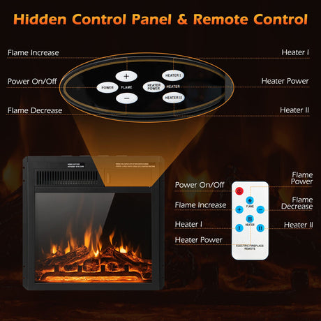 Inserto para chimenea eléctrica de 18/22.5 pulgadas con 7