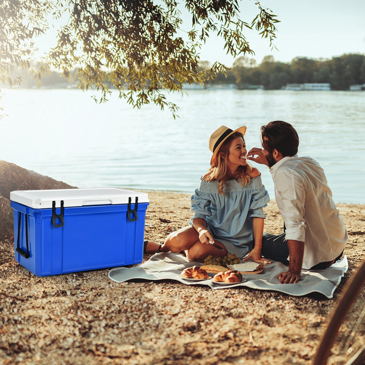 Nevera portátil estanca de 55 litros para camping - Azul