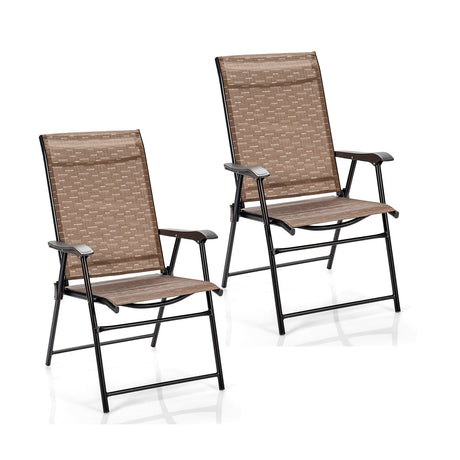 2 sillas plegables con reposabrazos para patio exterior, para camping y jardín
