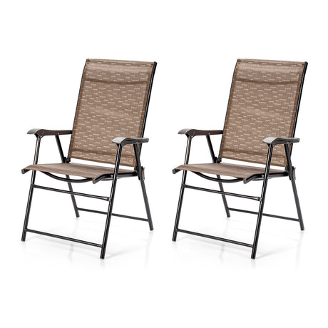 2 sillas plegables con reposabrazos para patio exterior, para camping y jardín