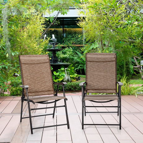 2 sillas plegables con reposabrazos para patio exterior, para camping y jardín