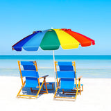 8FT Portable Beach Umbrella with Sand Anchor and Tilt Mechanism for Garden and Patio