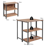 Mesa de comedor plegable de acacia con estantes de almacenamiento para patio