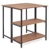 Mesa de comedor plegable de acacia con estantes de almacenamiento para patio