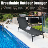 Outdoor Reclining Chaise Lounge Chair with 6-Position Adjustable Back