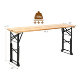 Mesa de Picnic Plegable de Madera para Exteriores de 66.5 Pulgadas con Alturas Ajustables