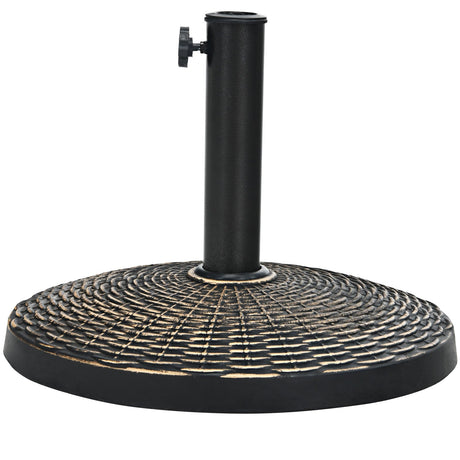Base de sombrilla de resina para patio de 22 libras con estilo de mimbre para uso en exteriores
