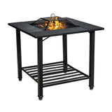Mesa de comedor para brasero de exterior de 31 pulgadas con parrilla para barbacoa