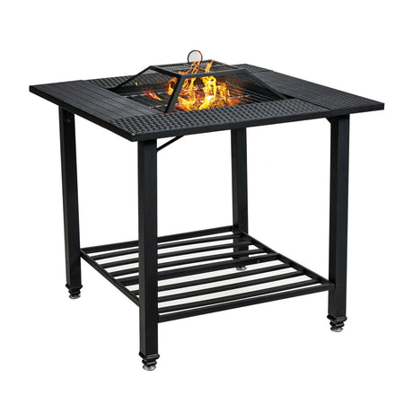 Mesa de comedor para brasero de exterior de 31 pulgadas con parrilla para barbacoa