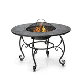 Mesa de comedor con brasero de patio de 35.5 pies con parrilla para barbacoa