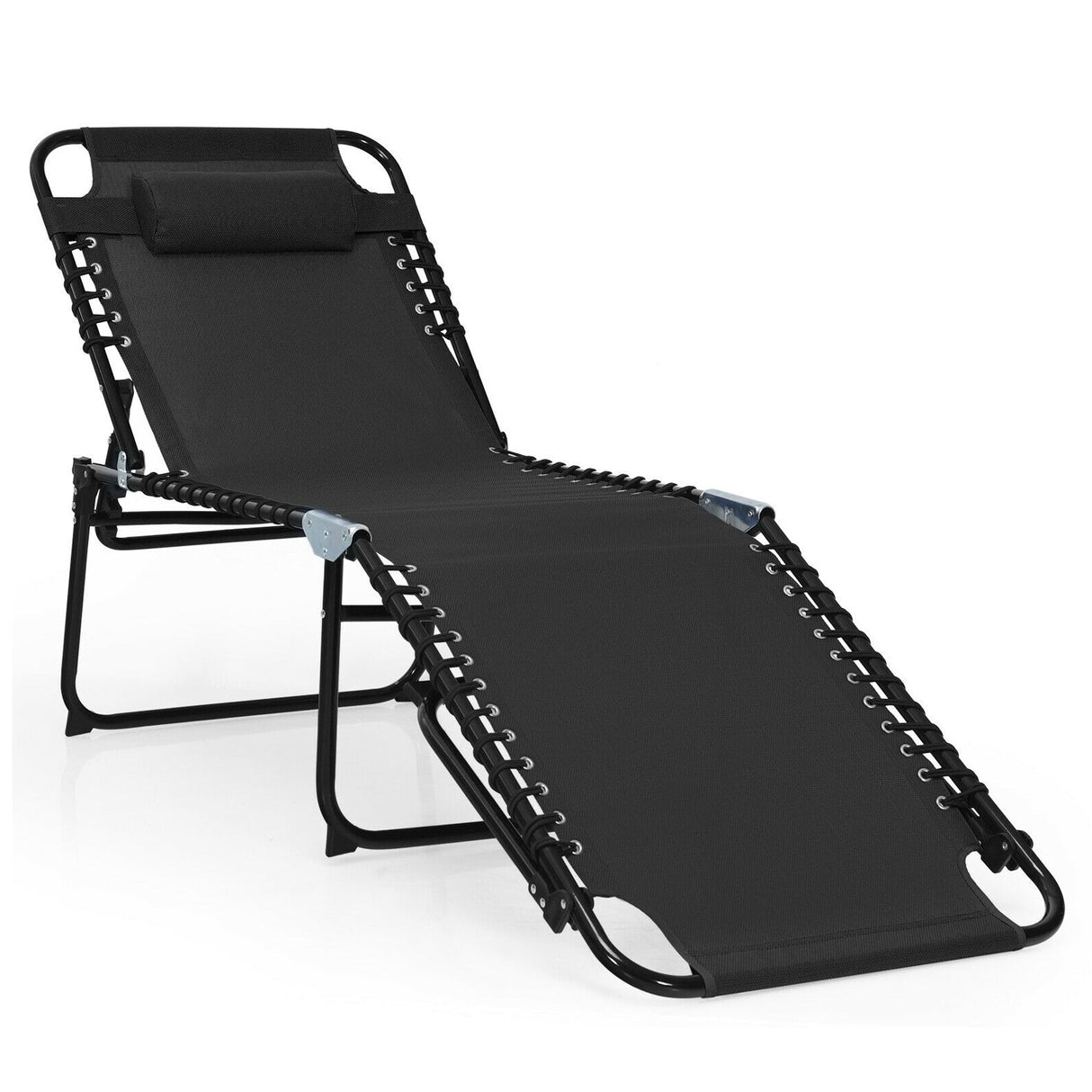 Tumbona plegable reclinable con respaldo y reposapiés ajustables