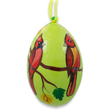 Two Cardinal Birds on Branch Wooden Christmas Ornament 3 Inches