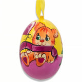 Cat with Balloon and Roses Wooden Christmas Ornament 3 Inches