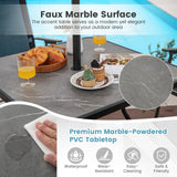 Mesa de comedor de exterior resistente de 32 x 32 pulgadas con agujero para sombrilla para 4 personas-Gris