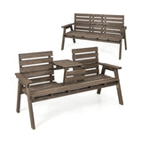Banco de abeto para exteriores con mesa central plegable