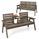 Banco de abeto para exteriores con mesa central plegable