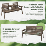 Banco de abeto para exteriores con mesa central plegable