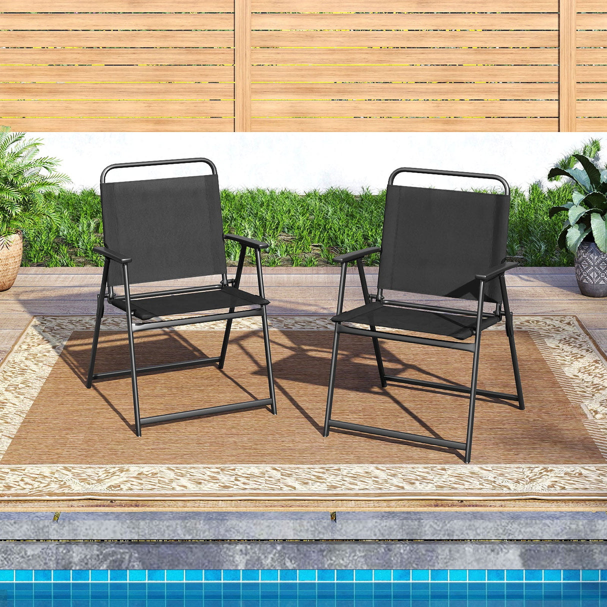 Juego de 2/4/6 sillas plegables de exterior con asiento transpirable