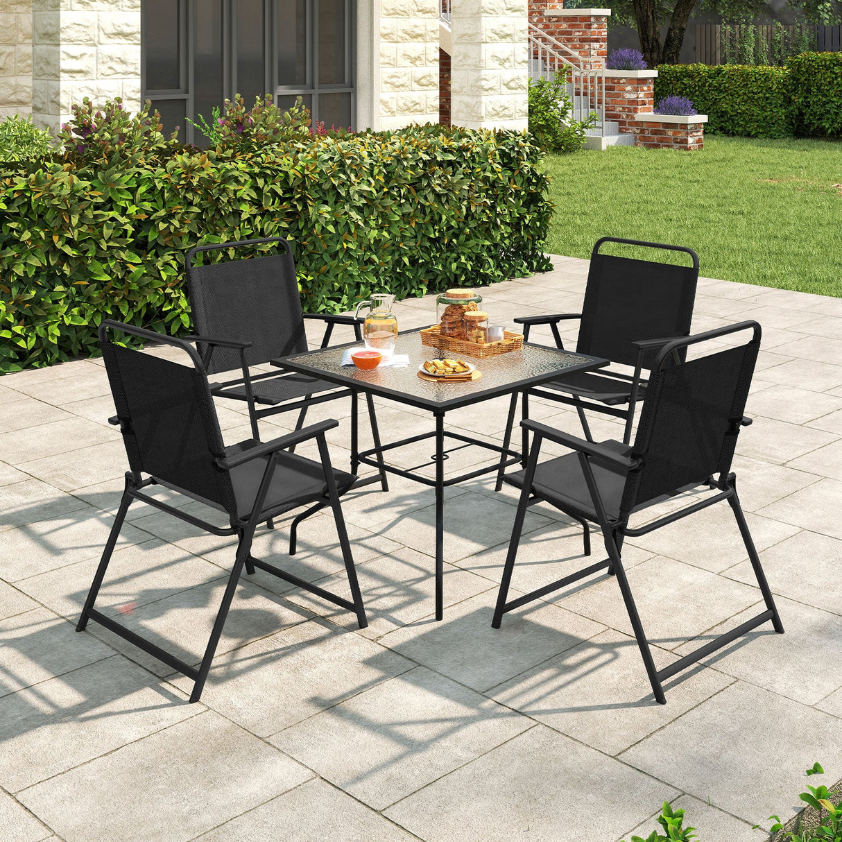 Juego de 2/4/6 sillas plegables de exterior con asiento transpirable
