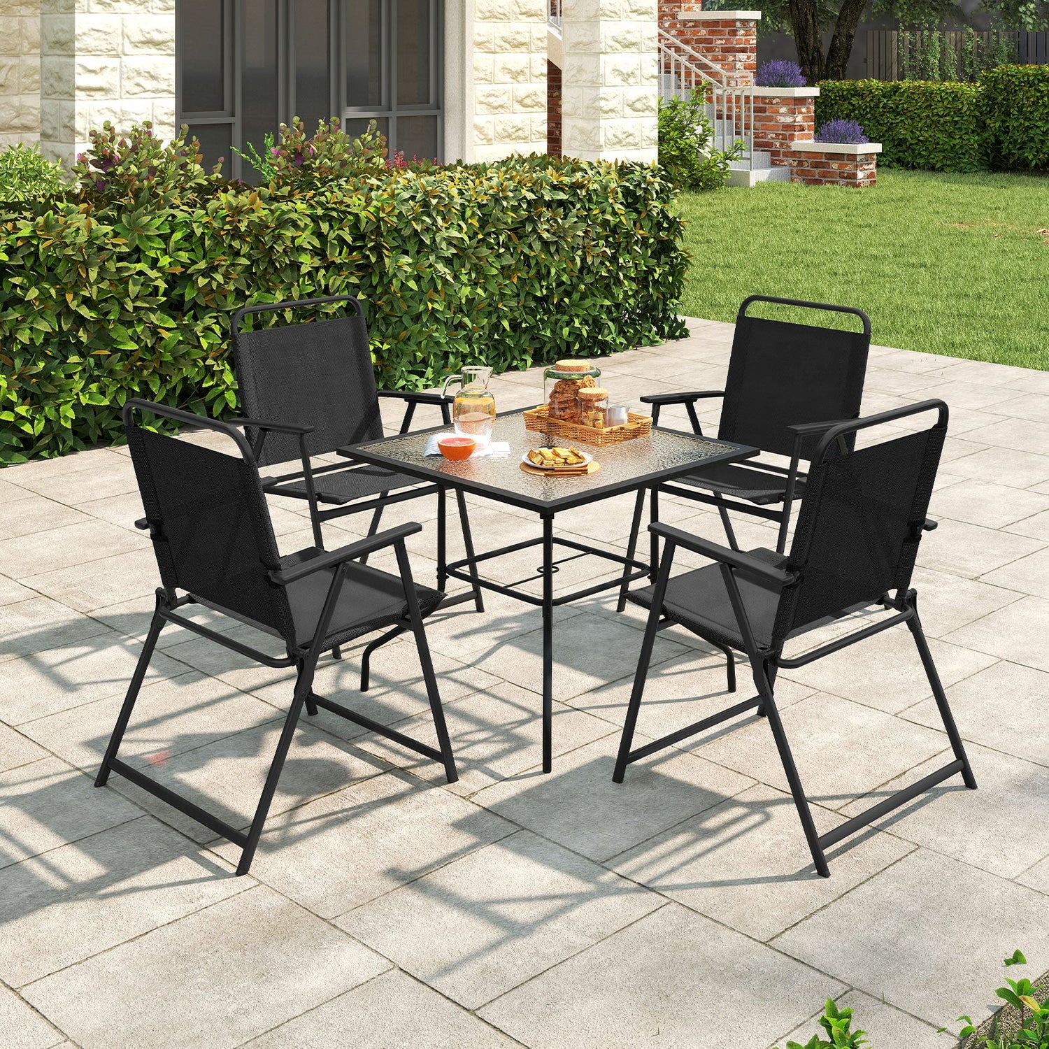 Juego de 2/4/6 sillas plegables de exterior con asiento transpirable