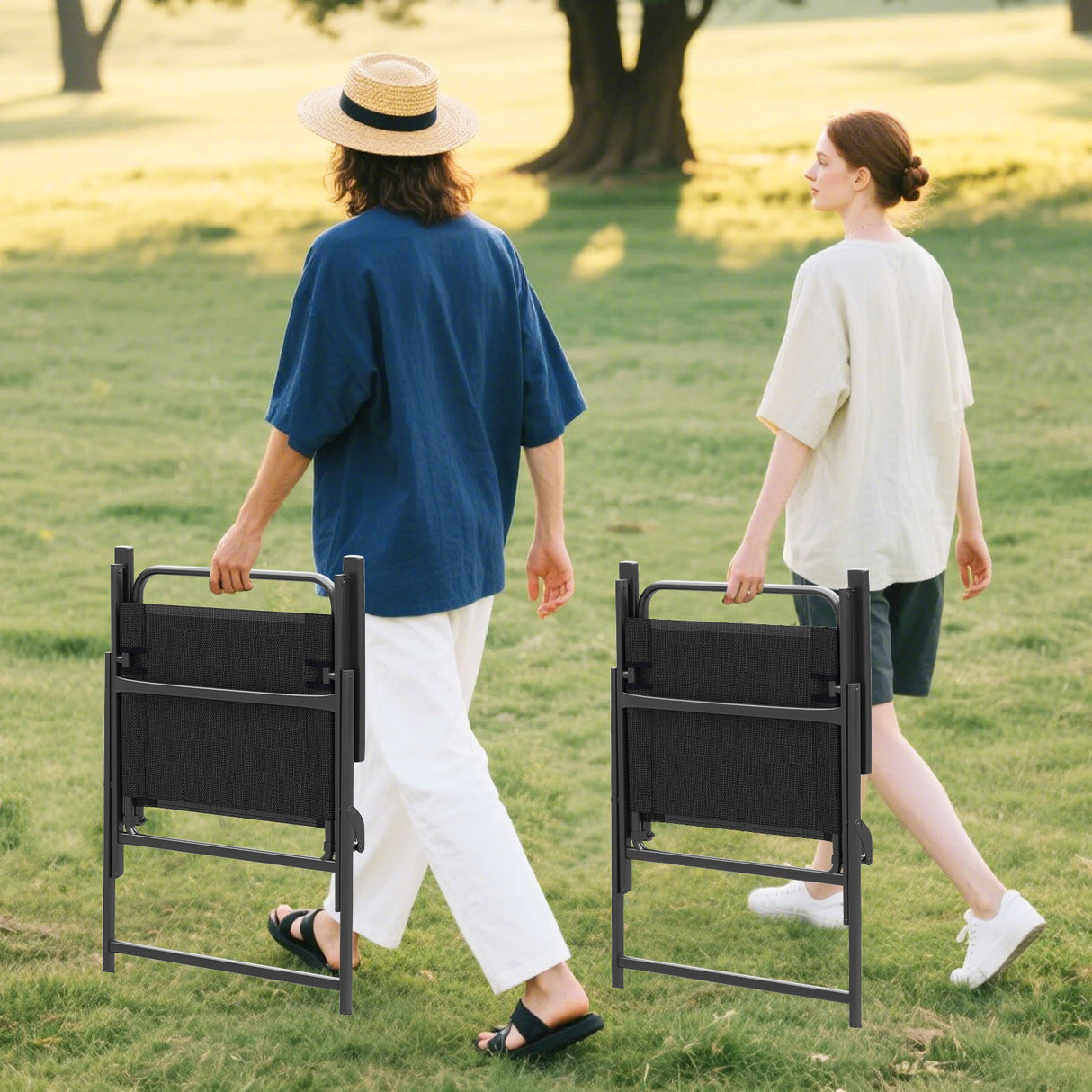 Juego de 2/4/6 sillas plegables de exterior con asiento transpirable