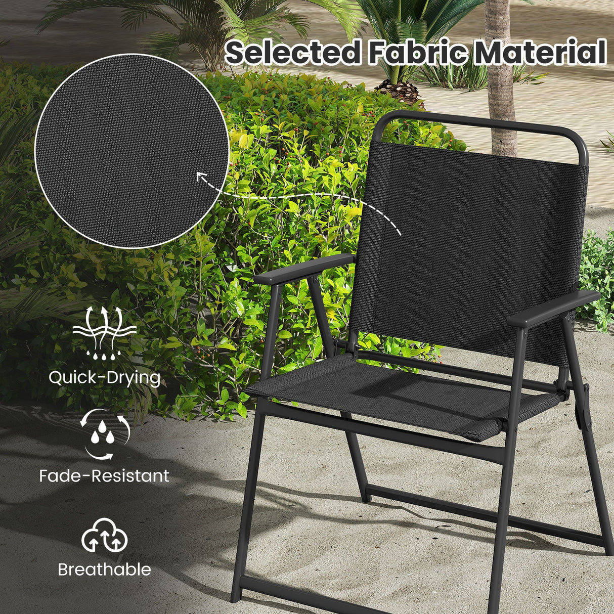 Juego de 2/4/6 sillas plegables de exterior con asiento transpirable