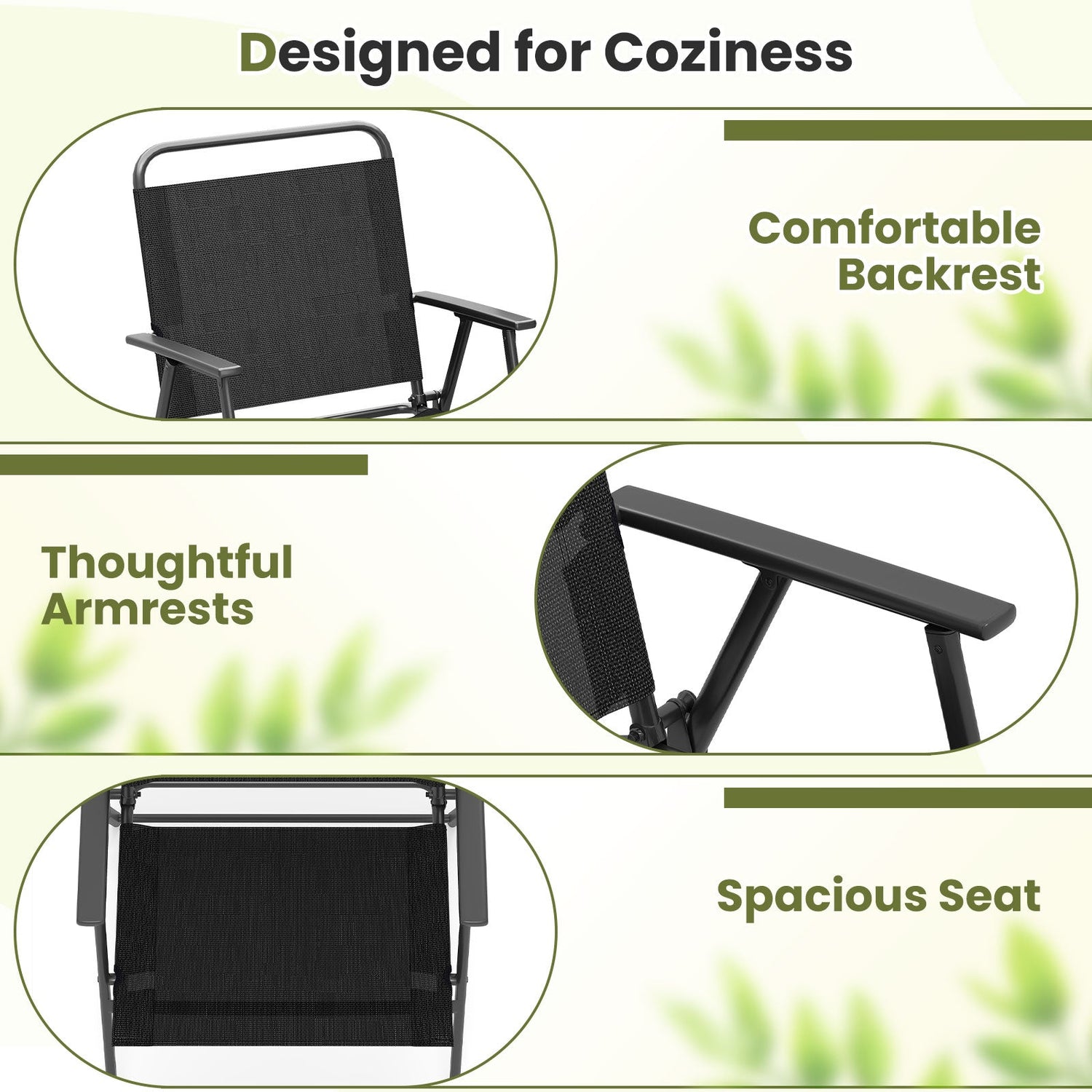 Juego de 2/4/6 sillas plegables de exterior con asiento transpirable