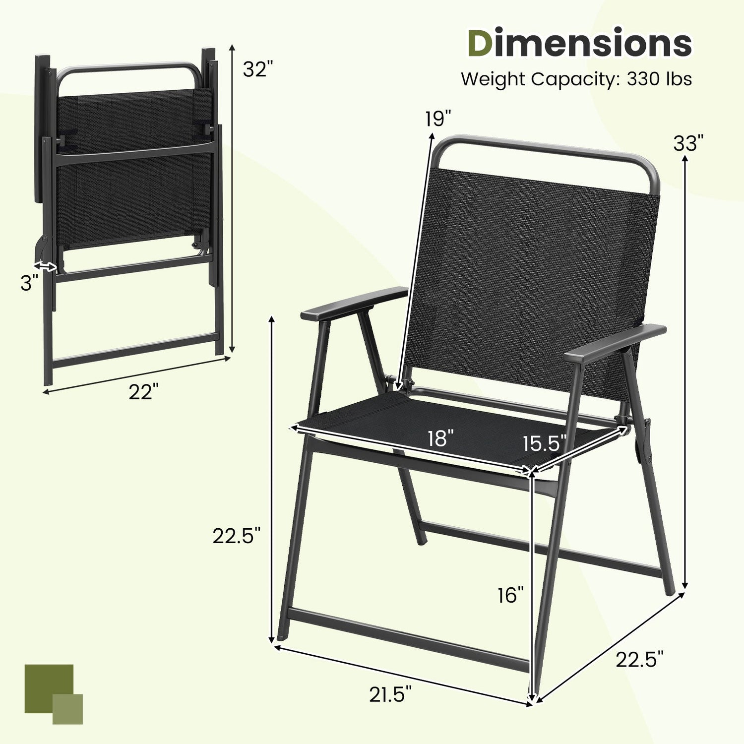 Juego de 2/4/6 sillas plegables de exterior con asiento transpirable