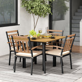 Juego de comedor para patio de 5 piezas con cojines y orificio para sombrilla de 1.9 pulgadas