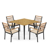 Juego de comedor para patio de 5 piezas con cojines y orificio para sombrilla de 1.9 pulgadas