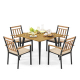 Juego de comedor para patio de 5 piezas con cojines y orificio para sombrilla de 1.9 pulgadas