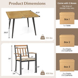 Juego de comedor para patio de 5 piezas con cojines y orificio para sombrilla de 1.9 pulgadas