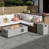 Mesa de fuego rectangular para exteriores de 42 pulgadas y 50 000 BTU con soporte para tanque