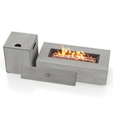 Mesa de fuego rectangular para exteriores de 42 pulgadas y 50 000 BTU con soporte para tanque