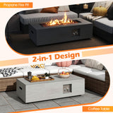 Mesa de fuego rectangular para exteriores de 42 pulgadas y 50 000 BTU con soporte para tanque