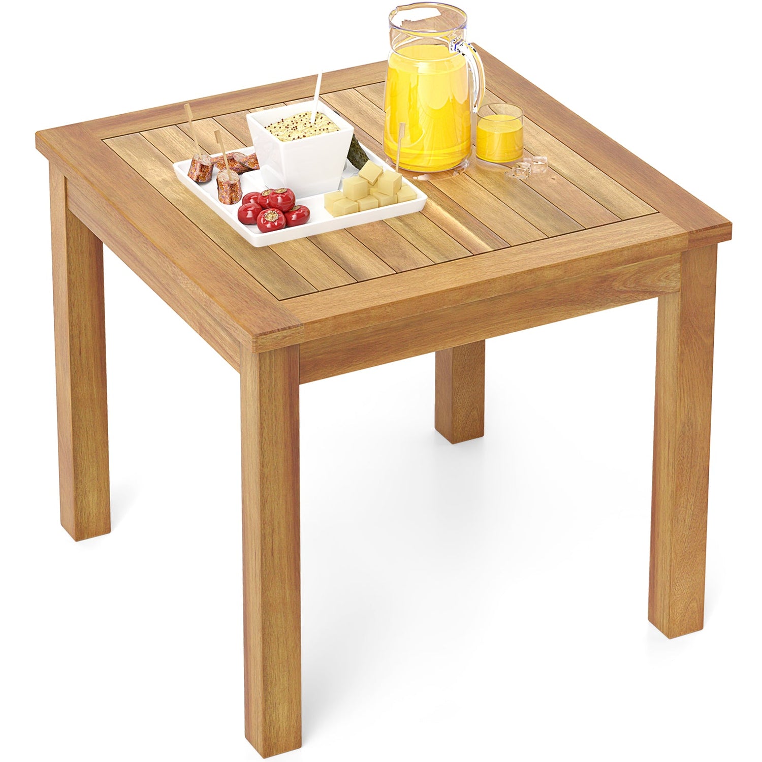 Mesa Auxiliar Exterior Mesa Auxiliar de Teca Cuadrada para Patio y Aperitivos
