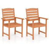 Sillas de comedor de madera para exterior con respaldos inclinados y asientos de listones