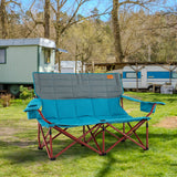 Oversized Camping Chair Folding Loveseat Camping Couch with Cup Holders & Thick Padding