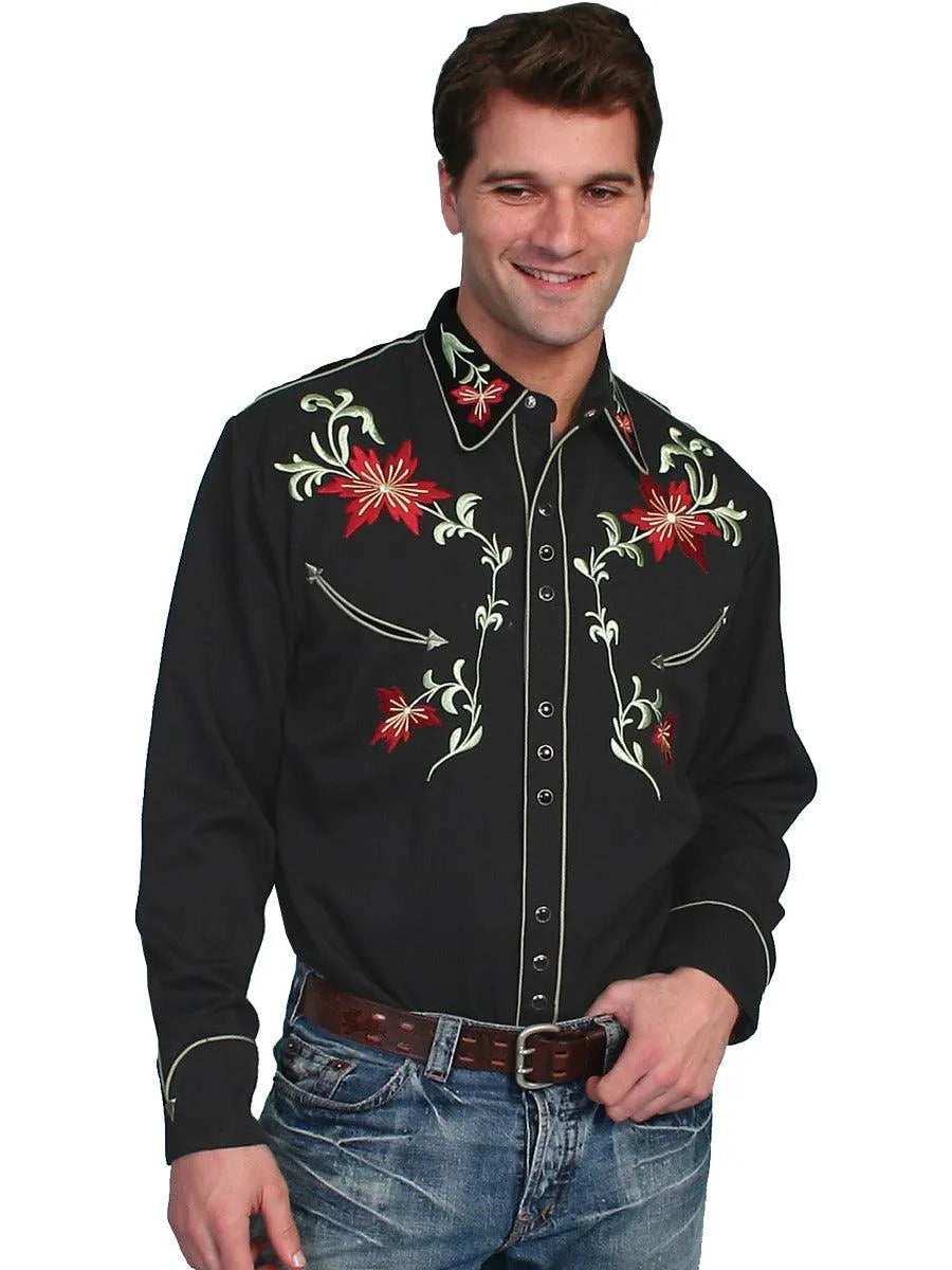 Scully Floral Vines - Camisa Western para Hombre