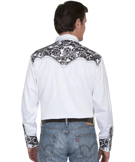Scully bordado floral cincelado - Camisa vaquera de hombre (Peltre)