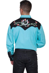 Camisa Western para Hombre Scully con Herradura y Rosas