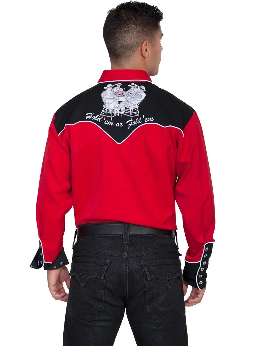 Scully Bordado Cuatro Ases - Camisa Vaquera de Hombre