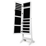 Mirrored Lockable Jewelry Cabinet Armoire Organizer Storage Box