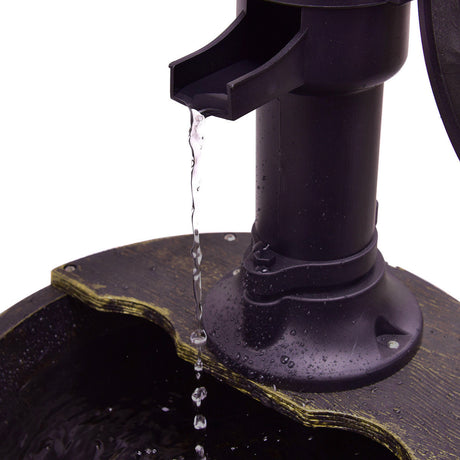 Fuente de barril en cascada para exterior de 2 niveles con bomba