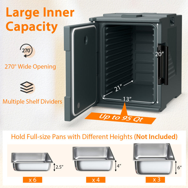 Transportador de alimentos isotérmico de carga frontal para comidas frías y calientes