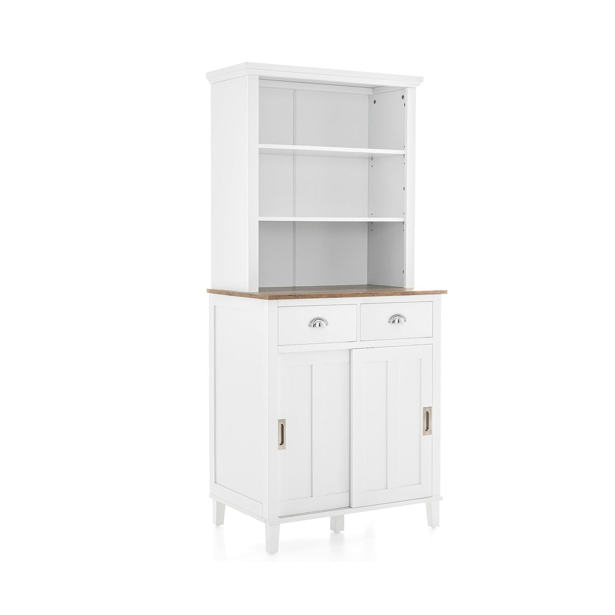 Alacena de cocina independiente con despensa, puerta corredera y cajón - Blanca