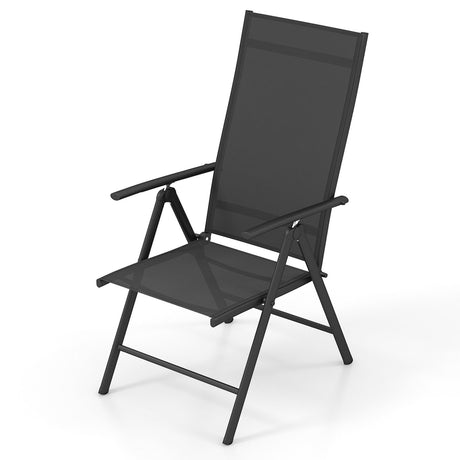 1 Silla de Comedor Plegable para Patio con Respaldo Ajustable de 7 Niveles